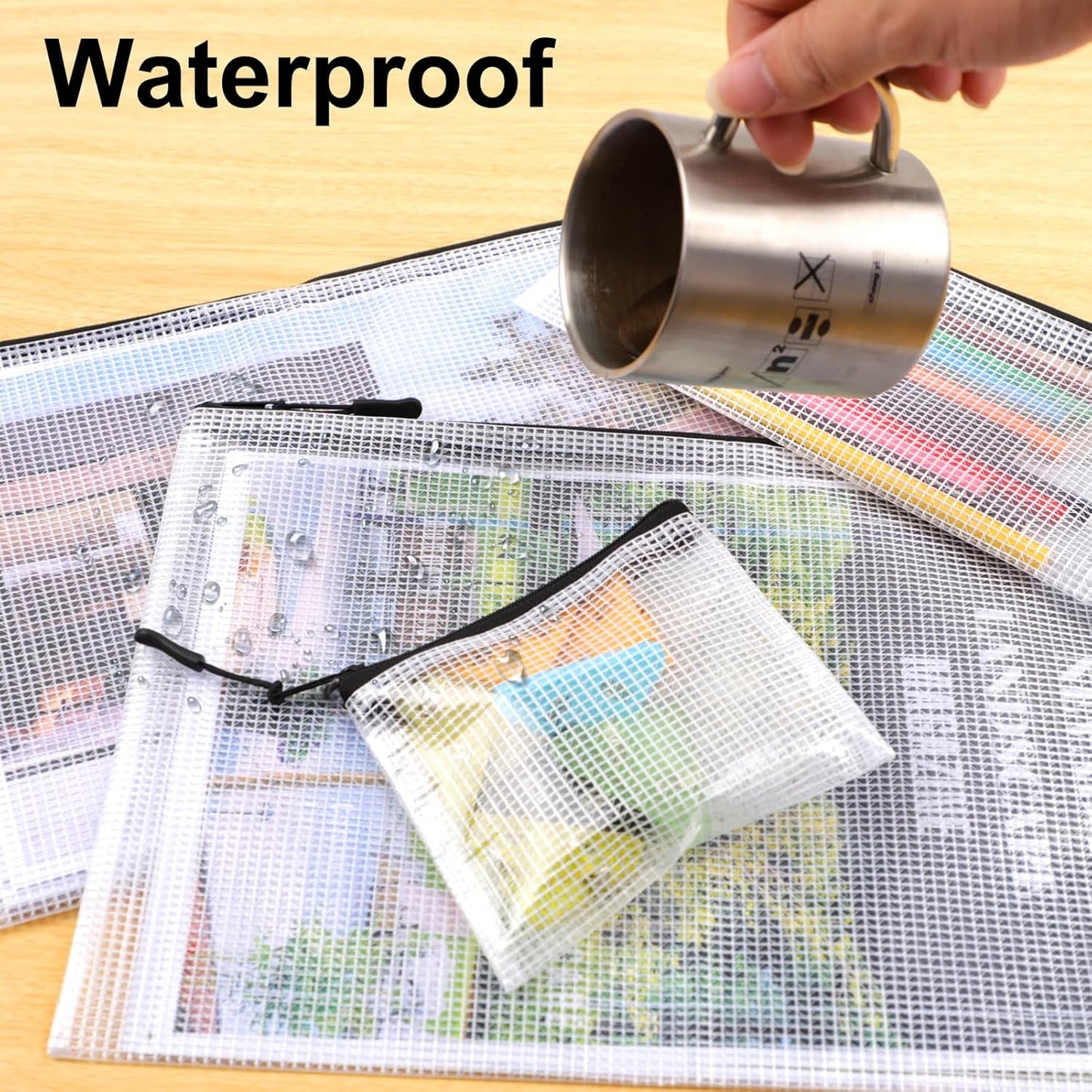 30pcs Multisize Mesh Zipper Pouch, YOPCDJ Lego Storage Organizer, 8 Sizes Waterproof Plastic Document Pouch, Bags for Travel Storage, Game, Office Supply and Home Organize