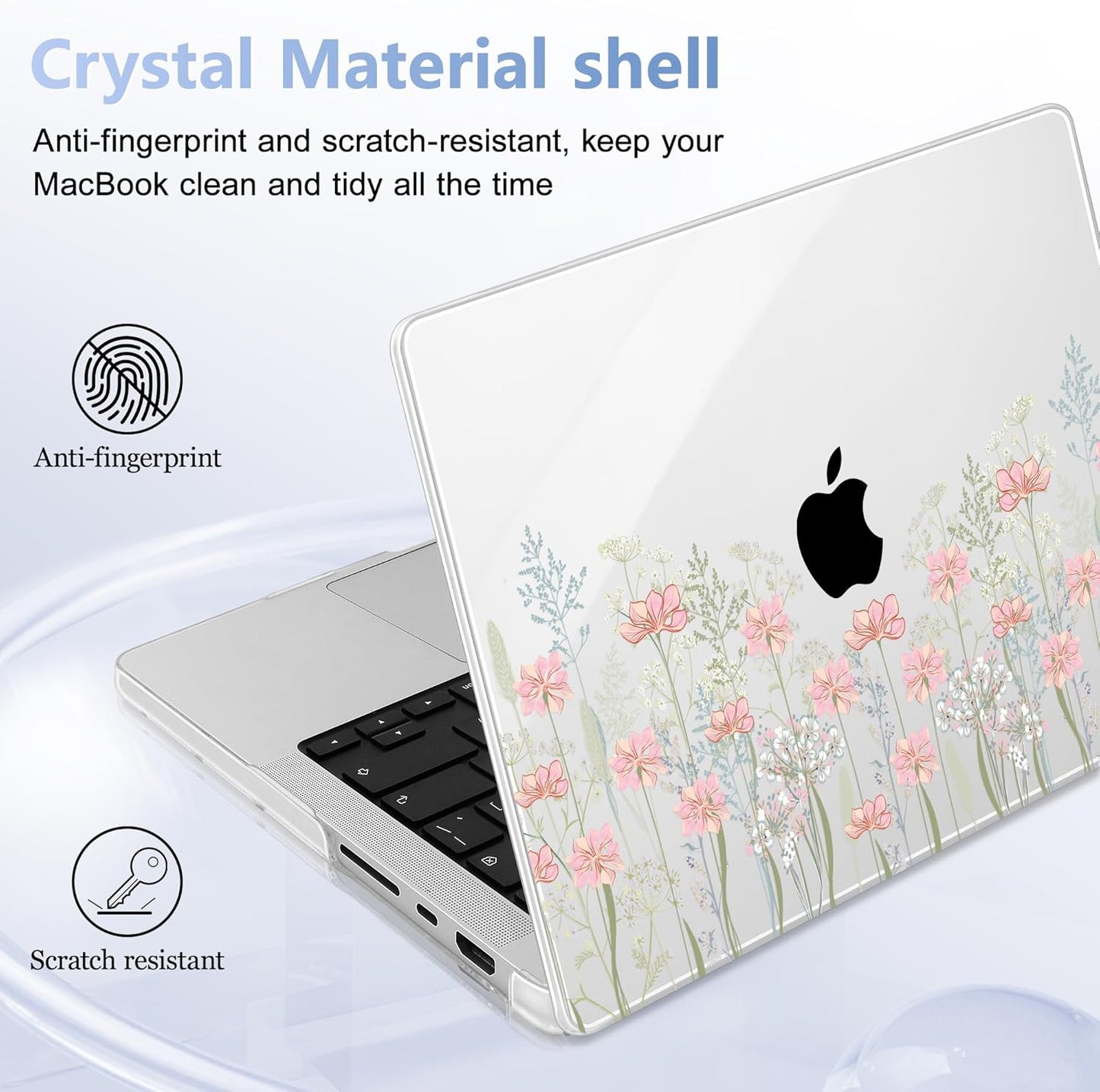 for MacBook Pro 16 inch Case 2021 2022 2023 2024 Release A3186 A3403 M4 A2991 M3 A2780 M2 A2485 M1 Pro/Max, Hard Shell Case with Screen Protector & Keyboard Cover, Floral C322