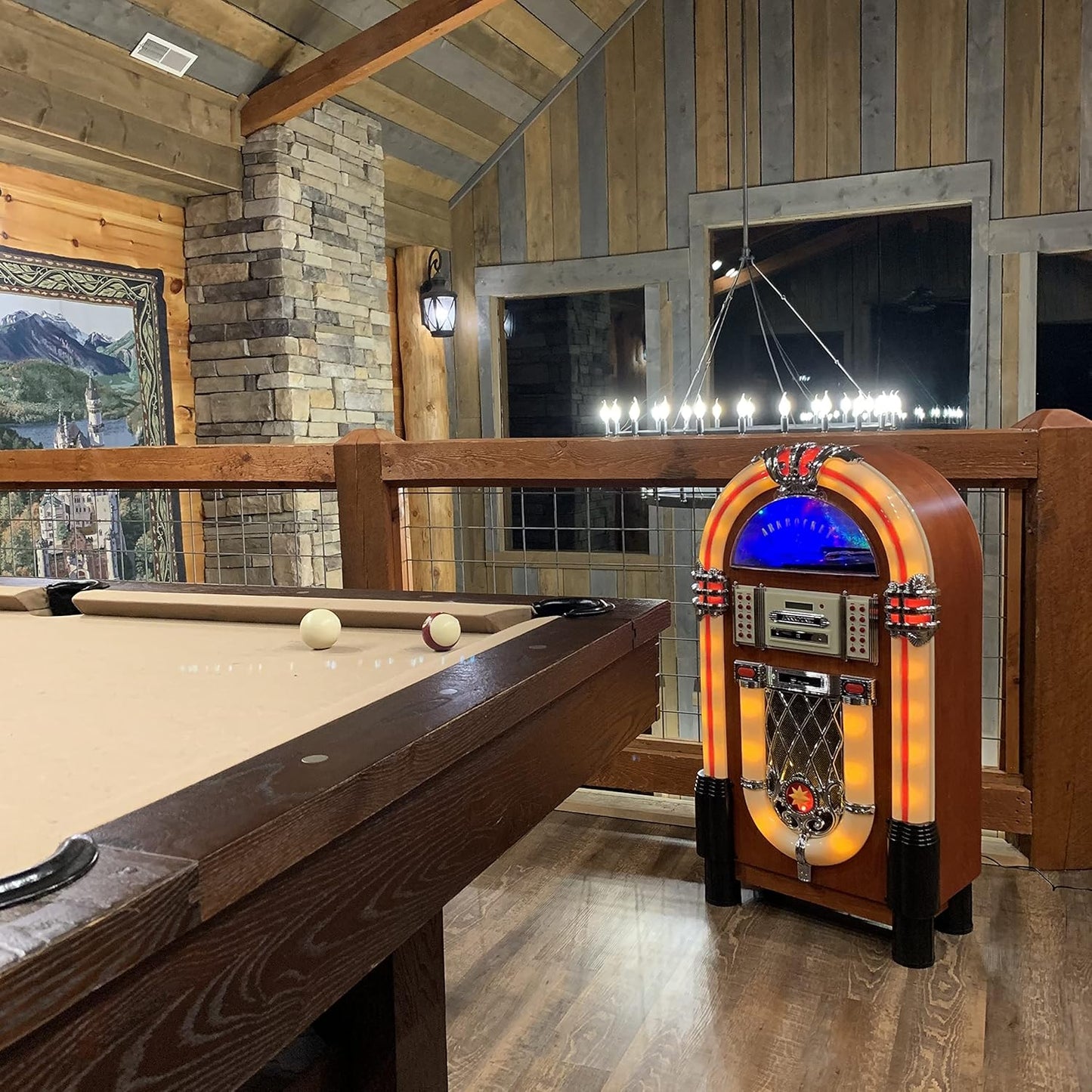 Arkrocket Full Size Jukebox Vinyl Record Player Bluetooth USB SD CD Player Radio Retro Turntable Classic Jukebox (Taurus - Classic)