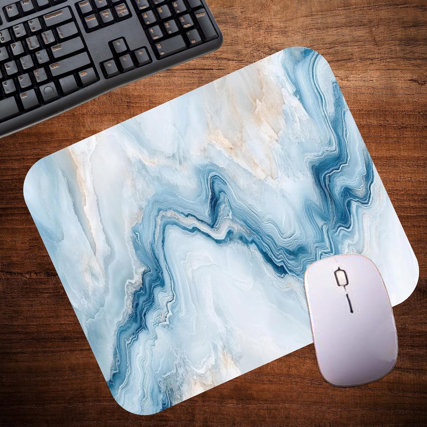 Decorative Colorful Mouse Pad Mat Mousepad for Desk Computer Laptop PC Gaming Home or Office Gift (Blue Agate MP29)