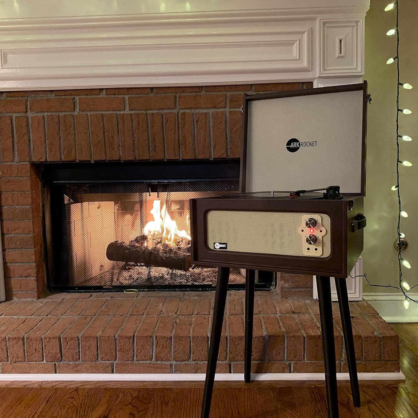 Arkrocket 3-Speed Bluetooth Record Player Retro Turntable with Built-in Speakers and Removable Legs [ Limited Edition ] (Brown)