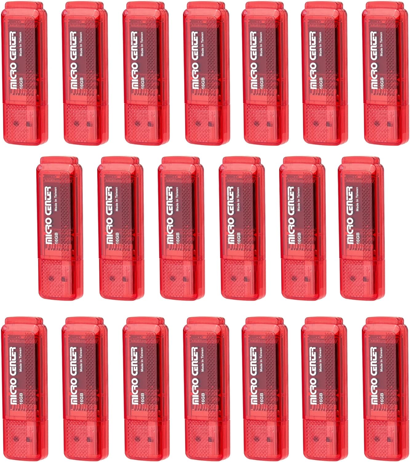 INLAND Micro Center Super Speed 20 Pack 16GB USB 3.0 Flash Drive Memory Stick Thumb Drive Data Storage Jump Drive Bulk, Much Faster Than USB2.0 Flash Drive, Red