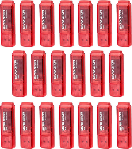 INLAND Micro Center Super Speed 20 Pack 16GB USB 3.0 Flash Drive Memory Stick Thumb Drive Data Storage Jump Drive Bulk, Much Faster Than USB2.0 Flash Drive, Red