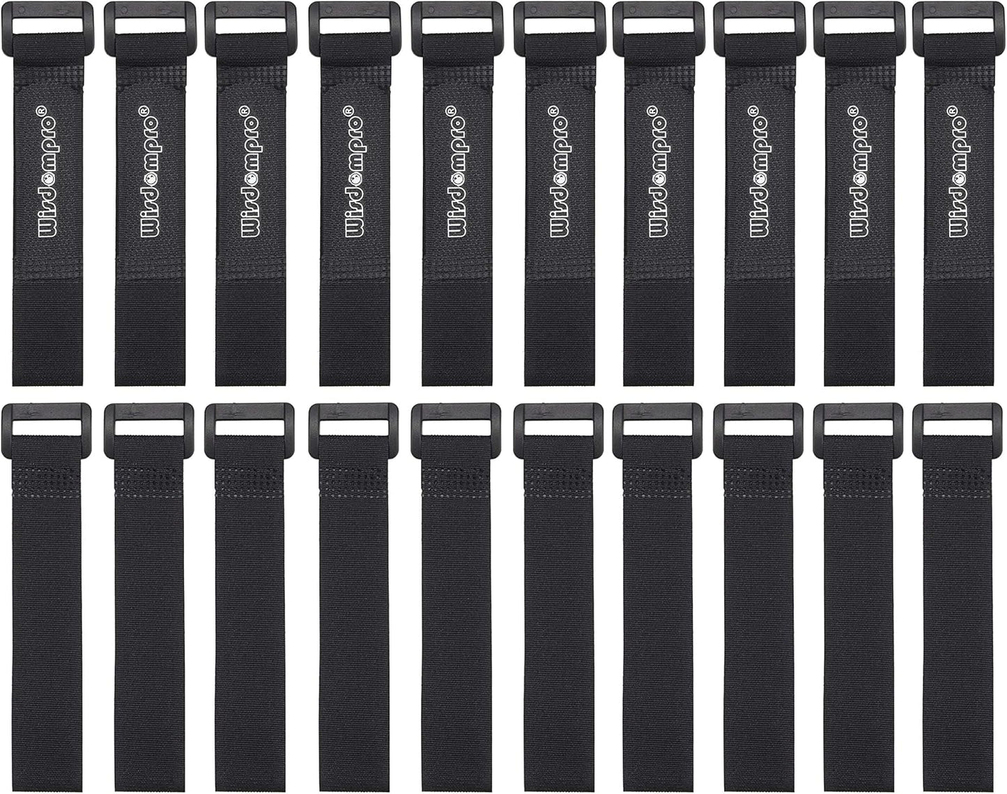 20 Pack 0.8 x 8 Inches Hook and Loop Reusable Fastening Cable Tie Down Straps by Wisdompro - Reusable, Durable Functional Ties to Keep Your Home, Office, Workspace from Tangled Messes of Cords