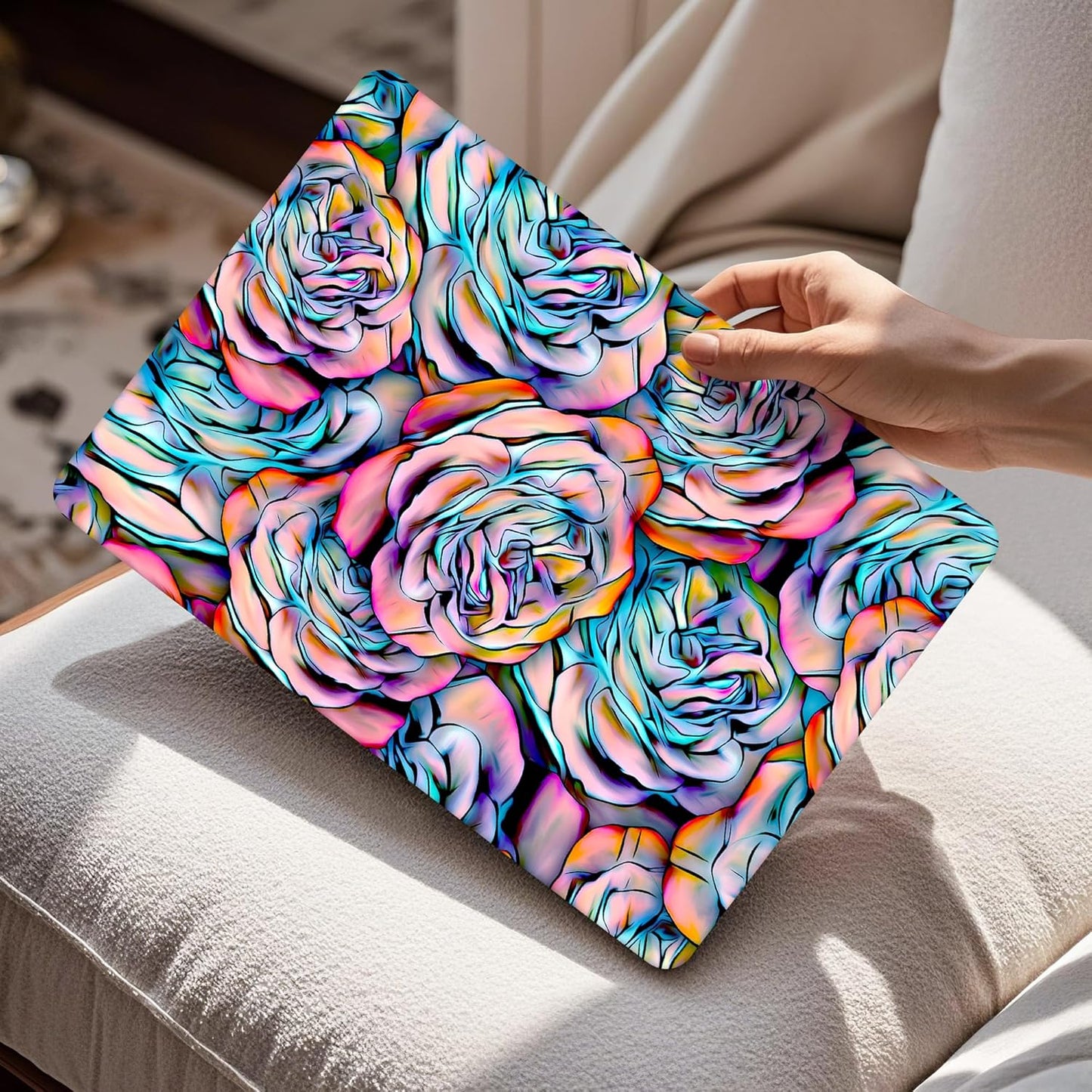 Mektron Compatible with M4 MacBook Air 15 inch Case 2025 A3241 2024 2023 M3 A3114 A2941 M2 Liquid Retina Display Touch ID, Plastic Hard Case & Keyboard Skin & Screen Protector - Roses Succulents