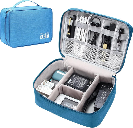 Electronics Organizer Travel Universal Cable Organizer Bag Waterproof Electronics Accessories Storage Cases for Cable, Charger, Phone, USB, SD Card, Hard Drives, Power Bank, Cords