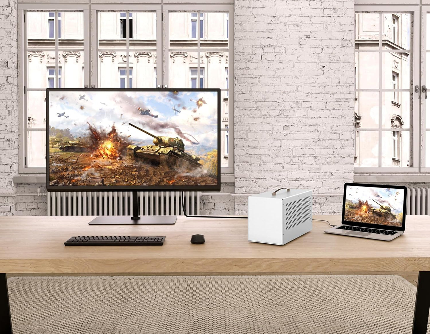 Compact eGPU Enclosure Compatible with Thunderbolt 3/4 USB4 40Gbps External GPU Dock Station with 600W PSU, Full Aluminum Chassis, NVIDIA/AMD PCIe Support, PD 85W Charging Support, Daisy Chain