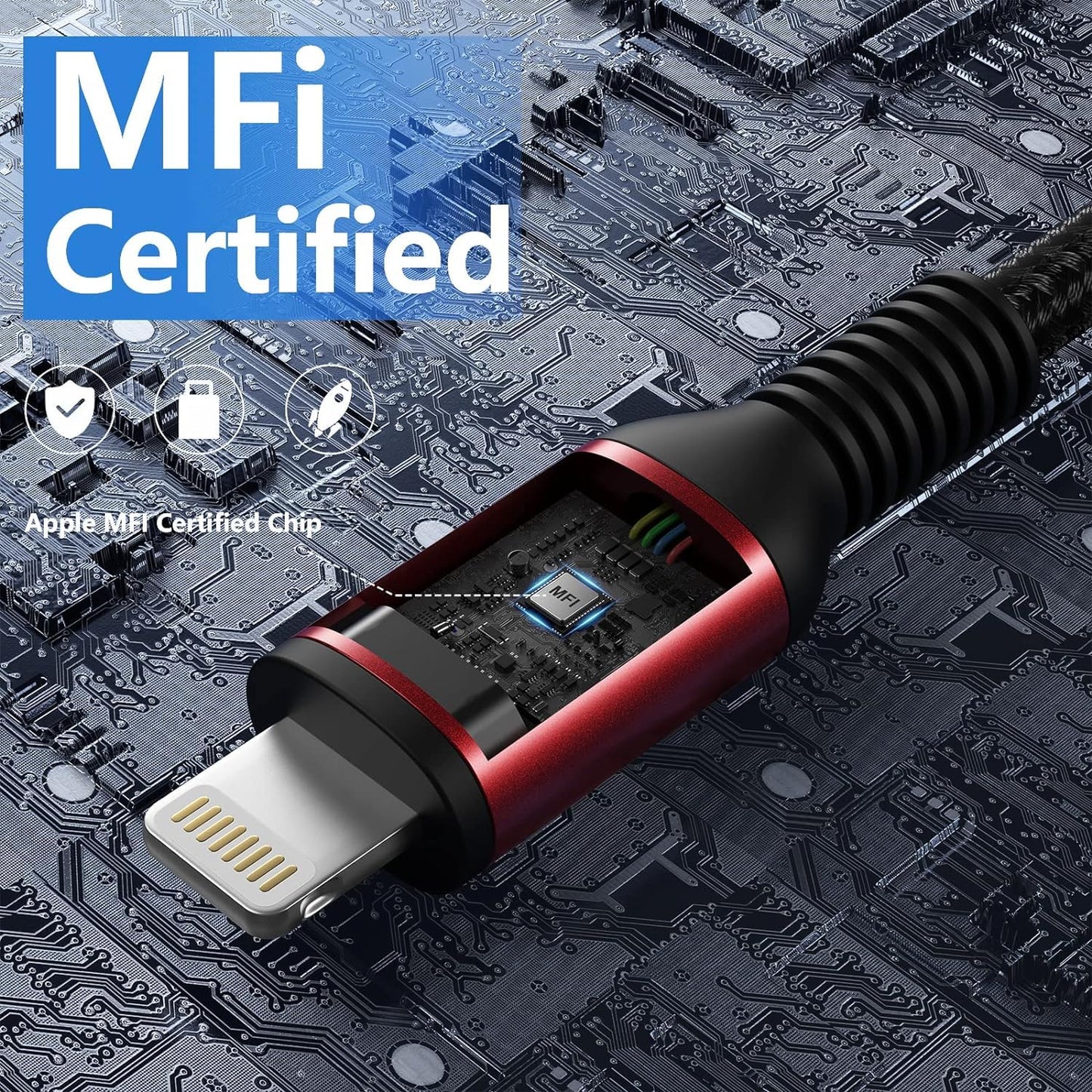 iPhone Charger 10FT Long Cable 3Pack [Apple MFi Certified] USB-A to Lightning Cable Nylon Braided Fast Charging Cord Compatible with iPhone 14/13/12/11 Pro Max/XR/XS/X/8/7/Plus/6S iPad/iPod/AirPods