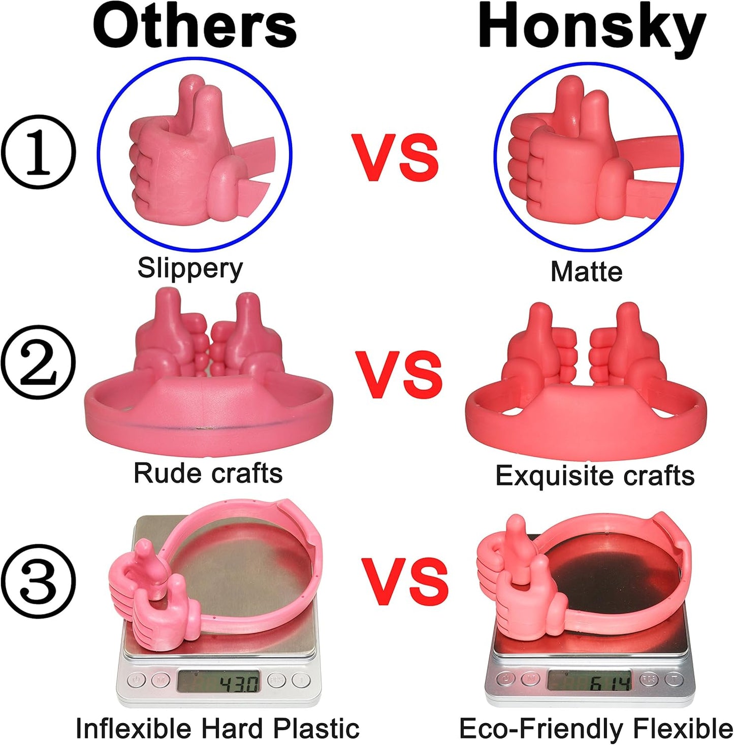 Honsky Thumbs-up Cell Phone Stand Holder, Tablet Stand Cradle for Desk Desktop Smartphone Cellphone Mobile Phone Tablets â€“ Universal Adjustable Flexible, Purple