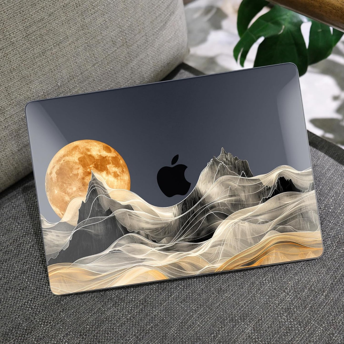 MEEgoodo for MacBook Air 13.3 inch Case 2021 2020 2019 2018 A2337 M1 A2179 A1932, Laptop Shell for MacBook Air M1 with Keyboard Webcam Cover & Trackpad Film & Type C Adapter,Mystical Full Moon