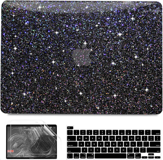 Anban Compatible with MacBook Pro 13 inch Case M2 M1 2025-2016 A2338 A2251 A2289 A2159 A1989 A1706 A1708, Plastic Hard Shell+Keyboard Cover+Screen Protector for MacBook Pro 13.3 inch Case, Shiny Black