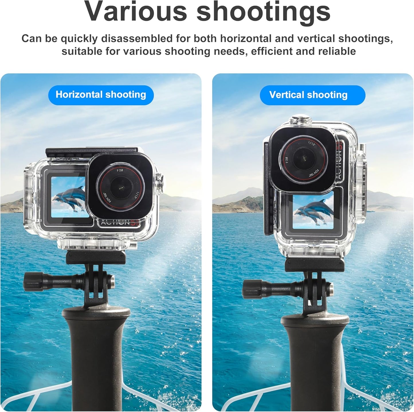 FitStill 196FT/60M Underwater Waterproof Case with Magnetic Quick Release Interface Compatible with DJI Osmo Action 5 Pro Action 4 Action 3,Protective Cover Invisible Diving Action Shell Accessory Kit