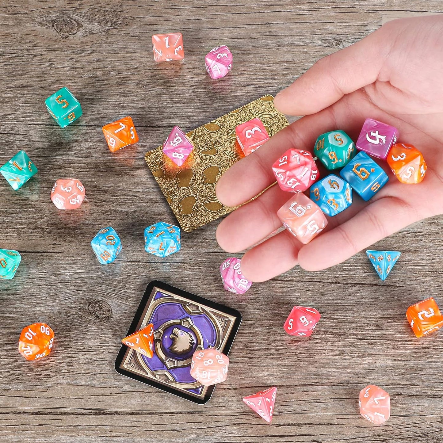 DND Dice, Surhugvy 6 X 7 (42 Pieces) Polyhedral Dice Set for Dungeons and Dragons DND RPG MTG Table Games with 6 Pack Black Bags