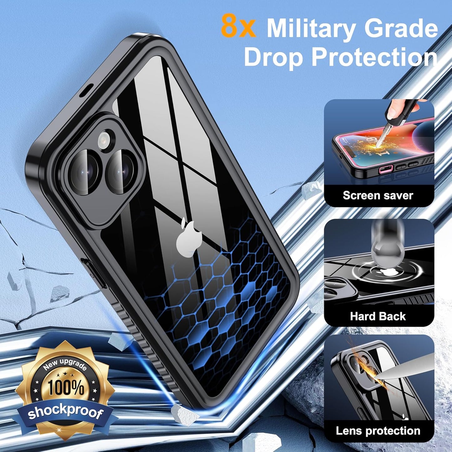 for iPhone 14 Case Waterproof - Built-in Privacy Screen Protector & HD Screen Protector [IP68 Underwater] Shockproof Dustproof Full Body Protection iPhone 14 Phone Case Pink