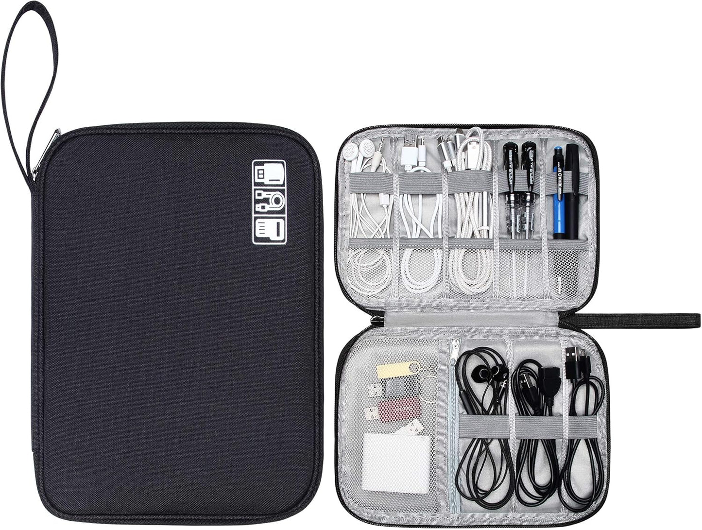 CILLA Travel Cord Organizer Case, Portable Waterproof Storage Bag for Charger, Cord, USB, Power Bank, Earphone, SD Card, Travel Essentials