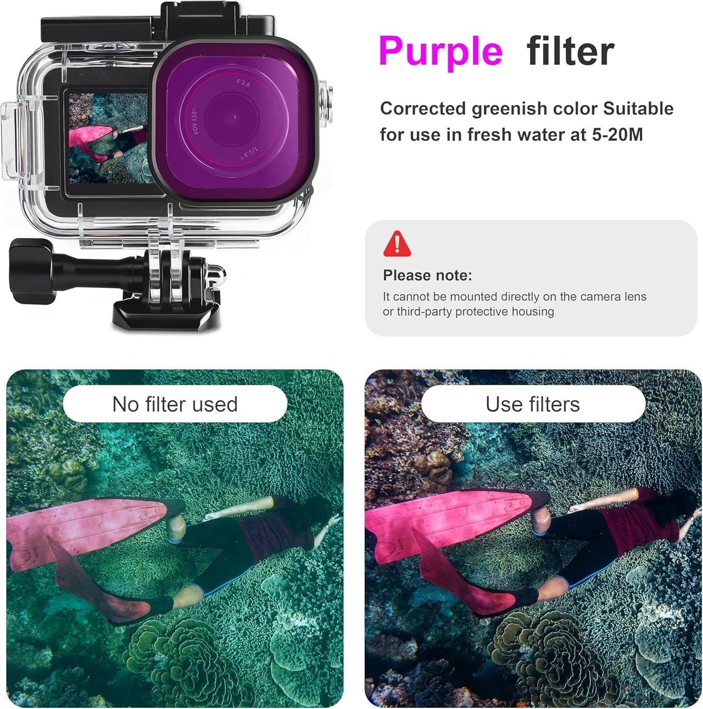 FitStill 164FT/50M Waterproof Case&3 Filters&Floating Hand Grip Stick Set Compatible for DJI Osmo Action 5 Pro Action 4 Action 3,Snorkeling Surfing,Wakeboarding Protective Cover Shell Accessories Kit