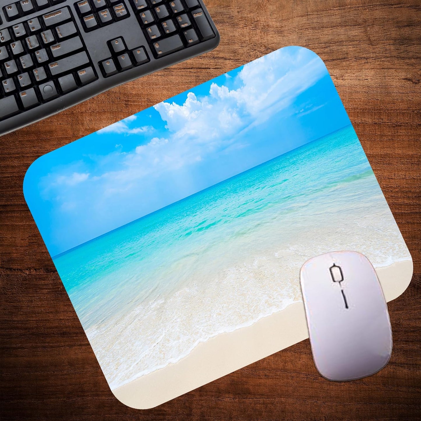 Coastal Shoreline Waves Sandy Beach Theme Mouse Pad Mat Mousepad for Desk Computer Laptop PC Gaming Home or Office Gift (Ocean MP37)