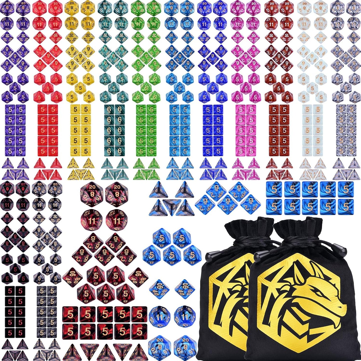 Extended RPG Dice Set 15 x 31 Polyhedral Dice (465pcs) for DND Tabletop Role-Playing Games (15 Colors)