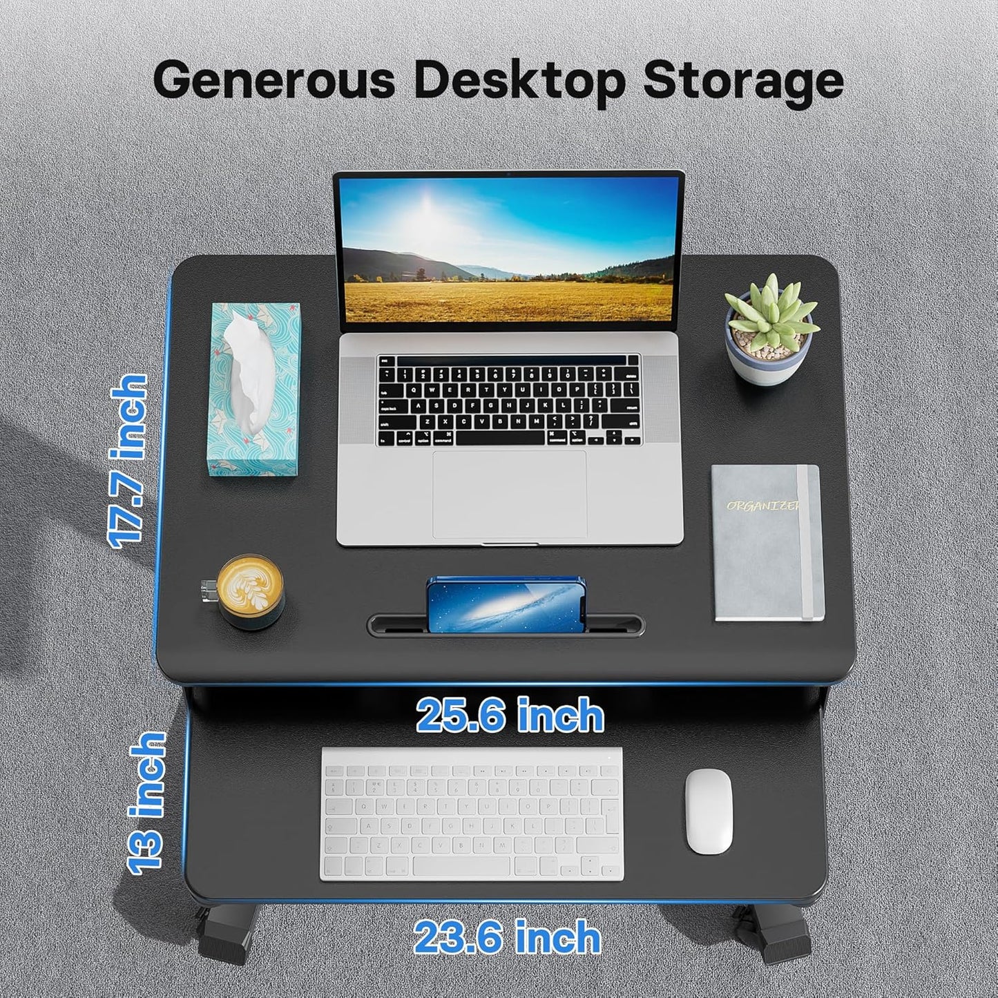 BONTEC Mobile Standing Desk with Keyboard Tray, Mobile Podium, Rolling Laptop Sit Stand Desk on Wheels, Adjustable Height Desk Up to 33lbs, Portable Computer Workstation Cart for Living Room, Office