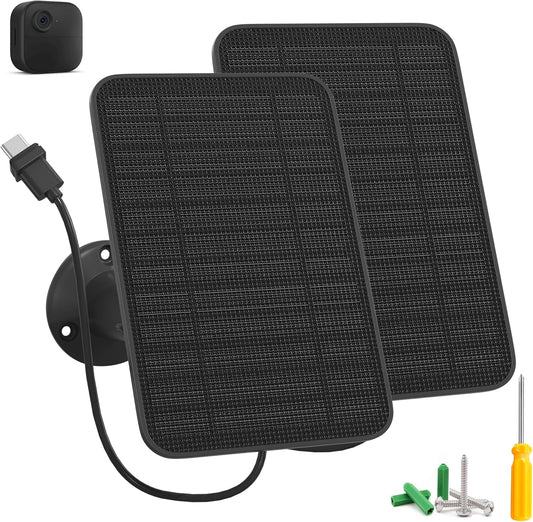 5W Solar Panel for Blink Camera Outdoor, Solar Panel Charger Compatible with Blink Outdoor 4 (4th Gen) Camera, Solar Panel w/Battery for Blink Camera, 9.8ft Cable Rubber Plug IP65 Waterproof, 2 Pack