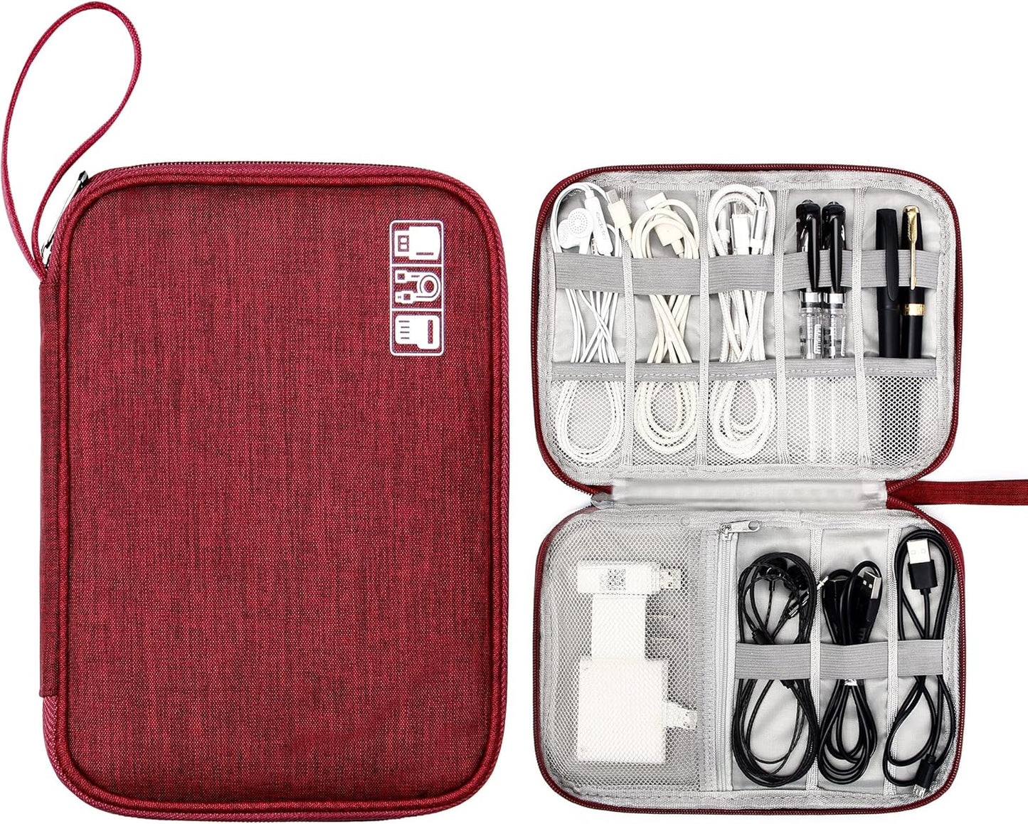 CILLA Travel Cord Organizer Case, Portable Waterproof Storage Bag for Charger, Cord, USB, Power Bank, Earphone, SD Card, Travel Essentials