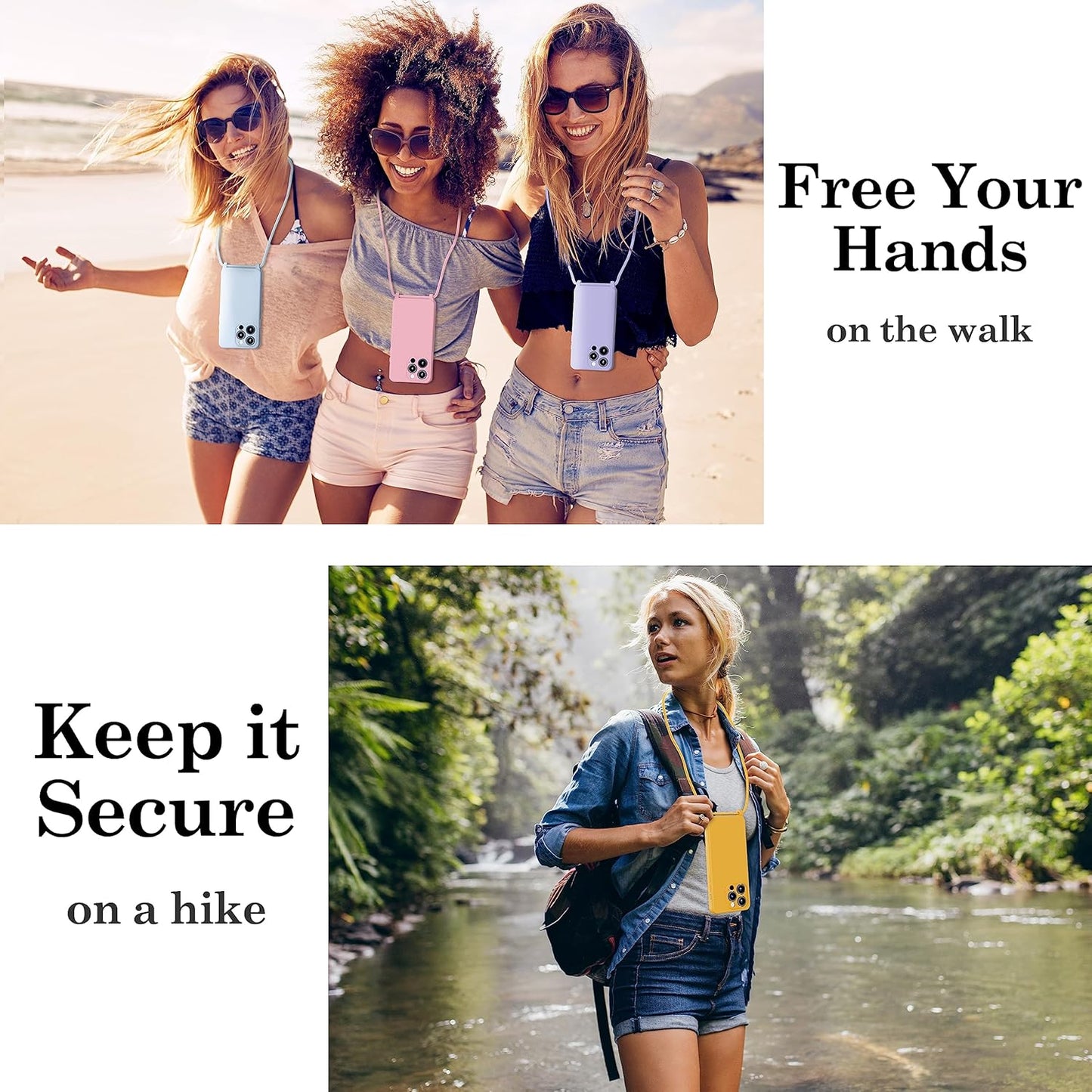 Blaspins Crossbody Strap Phone Case for iPhone 13 Pro Max, Adjustable Rope, Belt Neck Lanyard, String Detach Lanyard, Drop Proof Sturdy, Wrist Hand Free Protective Cover 6.7 inch 13 Pro Max - Yellow