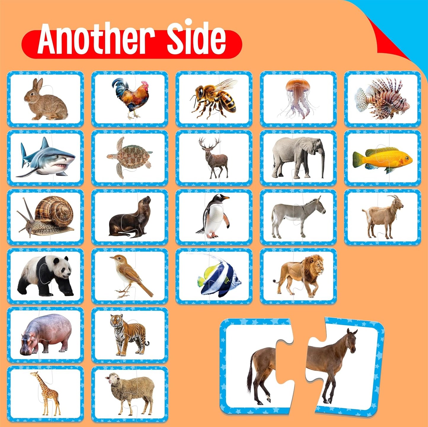 48 Animal Matching Puzzles with Error-Correction, Self-Correcting Puzzle Match Game Educational Learning Activities for Toddlers, Kindergarten, Animal-Themed Learning Games Toys for 3 Years Old
