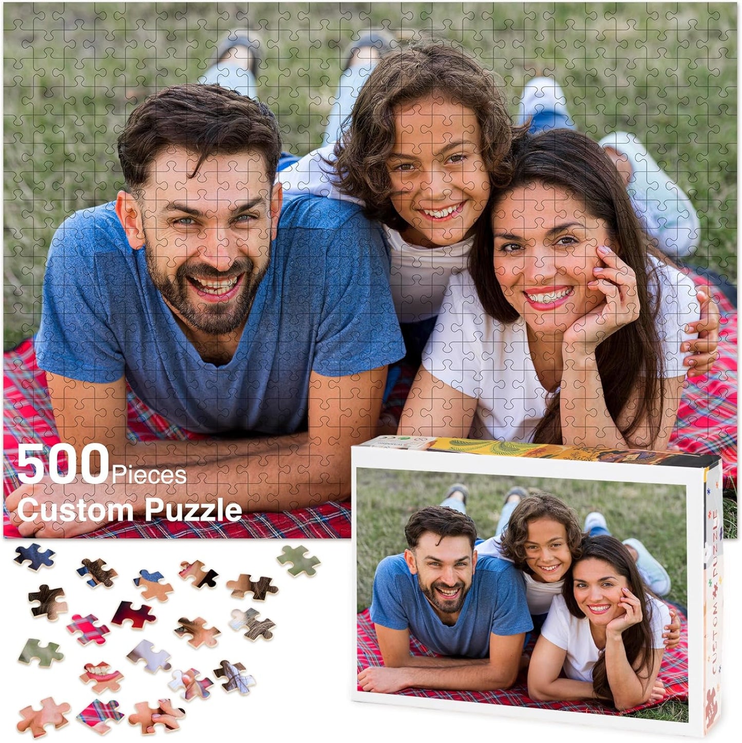 Easycosy Gifts for Mothers Day Custom Photo Puzzles 500/300/1000 Pieces for Mom Families Personalized Picture Text Jigsaw Puzzle Mom Wife Gifts from Daughter Son (Horizontal/Vertical)