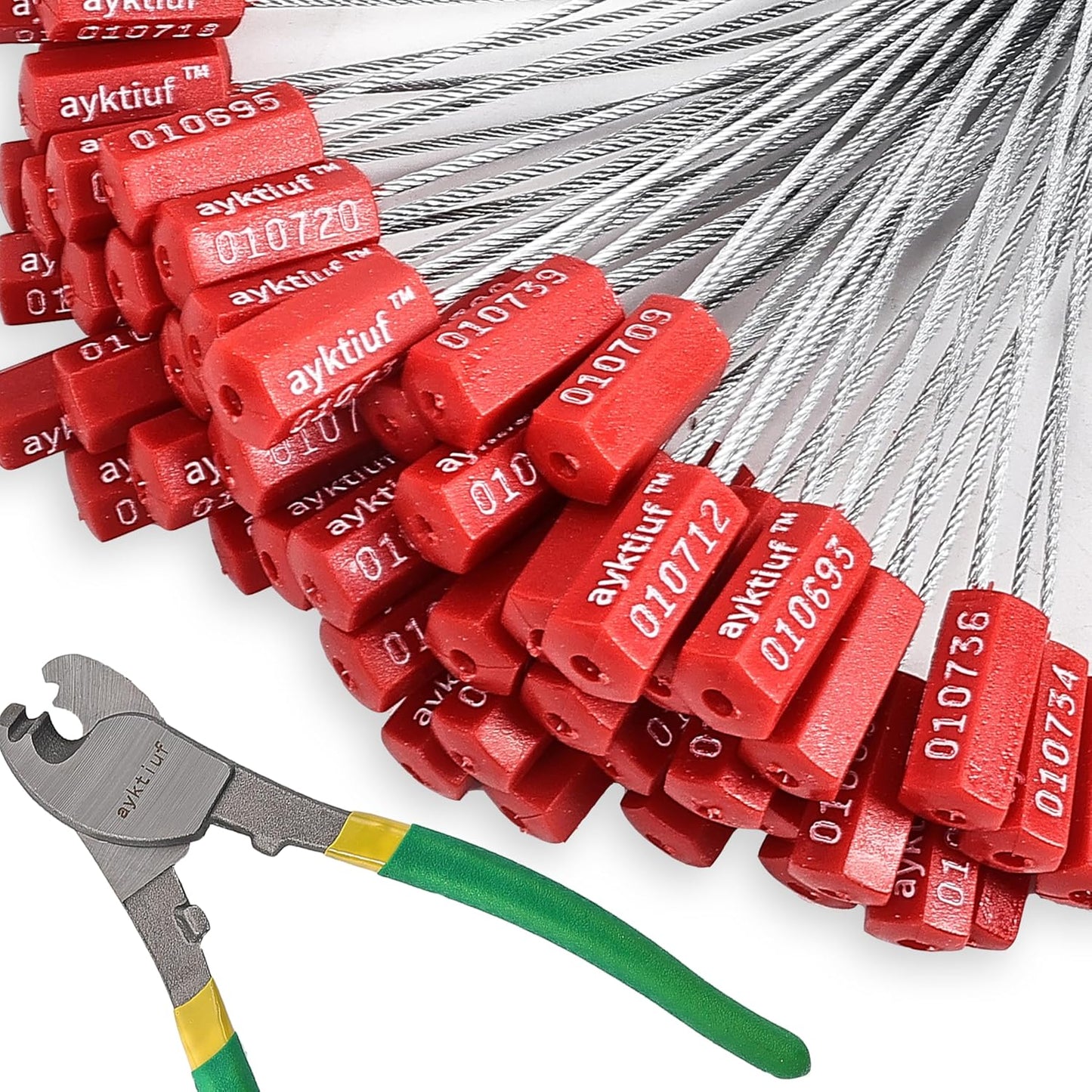 600 Pieces Security Cable Seals, Metal Number security tags for Truck, Trailers, Cargo, Containers, Vans, Oil Tank, Milk Vehicle (Red, 600 Pack)