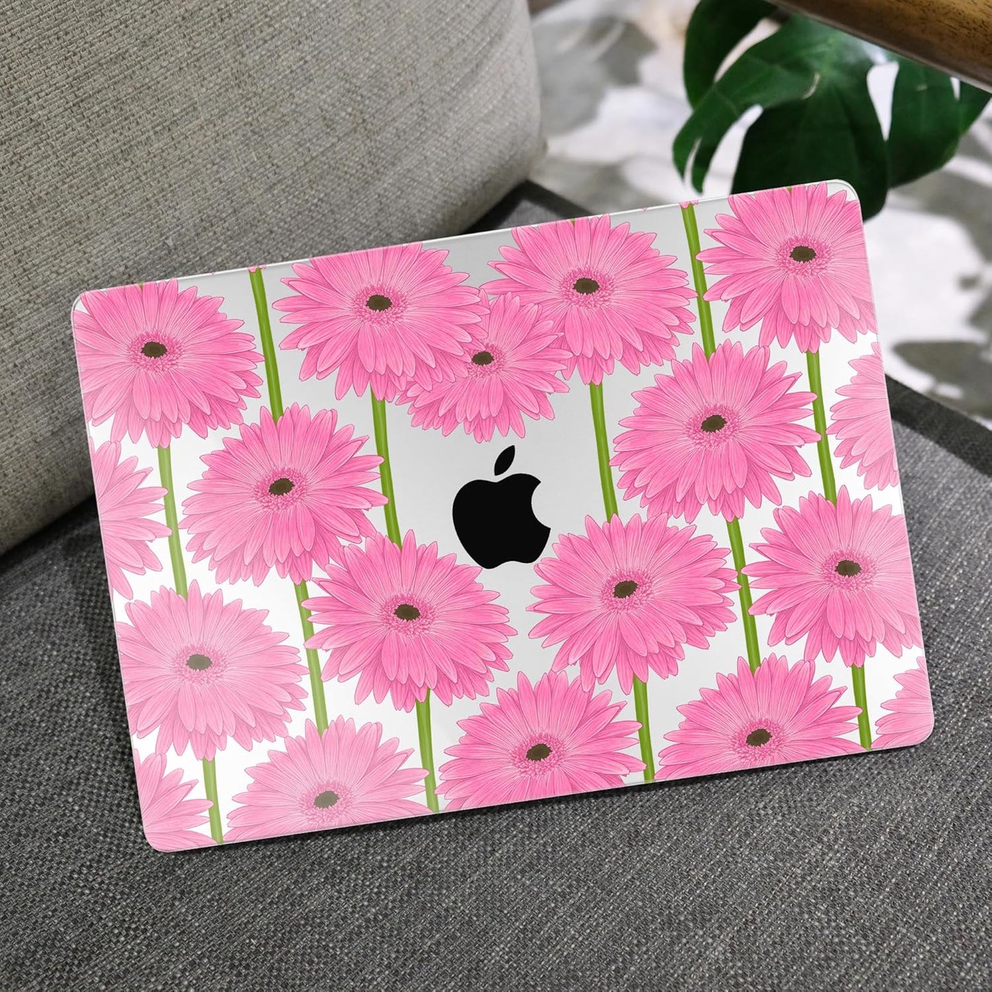 MEEgoodo for MacBook Air 13 inch Case 2021 2020 2019 2018 Released A2337 M1 A2179 A1932 with Touch ID, Plastic Hard Shell & Keyboard Cover Compatible with MacBook Air Case 13.3,Pink Gerbera Flower