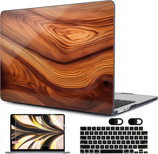 MEEgoodo Case for M4/M3/M2 MacBook Air 13.6 inch Case 2025 2024 2022, Fit Model A3240/A3113/A2681, Laptop Hard Shell with Keyboard Cover Compatible with MacBook Air 13 inch, Tree Rings
