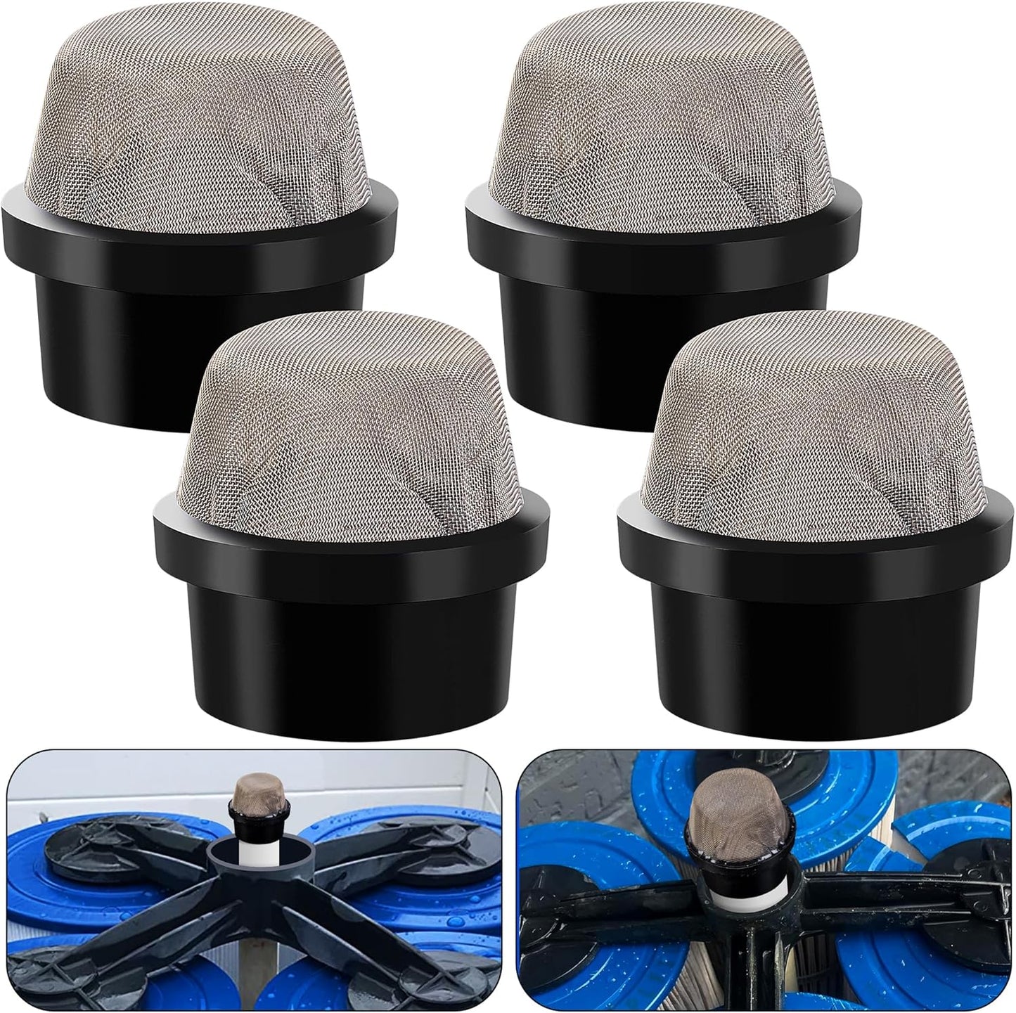 DECOHS 4 Pcs 190106Z Air Bleeder Screen Cap- Stainless Steel Screen Filter Cap Replacement Parts- Air Valve Strainer Cap for Most Pools Filters