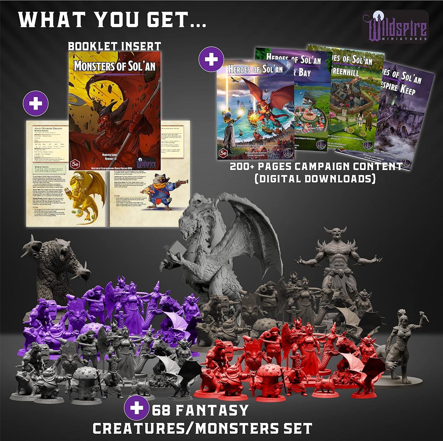 Fantasy Monsters & Bookish Dragon for DND Miniatures Unpainted Bulk 28mm-32mm Dungeons & Dragons Minis Pathfinder Figures Fantasy Unpainted Tabletop RPG Miniature Starter Set for D&D