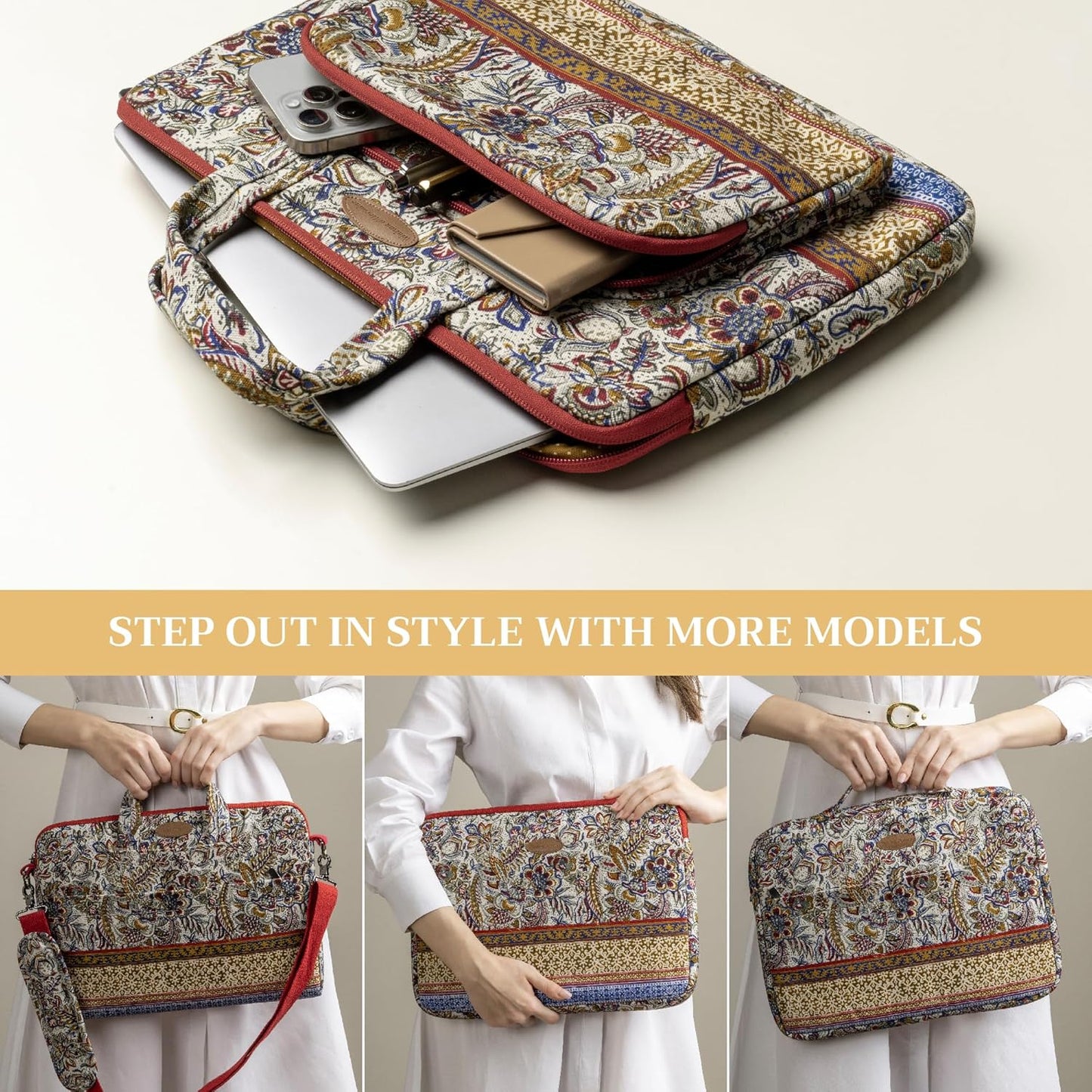 Maison d'Hermine Laptop bag with front pocket Stain and water repellent Cotton canvas