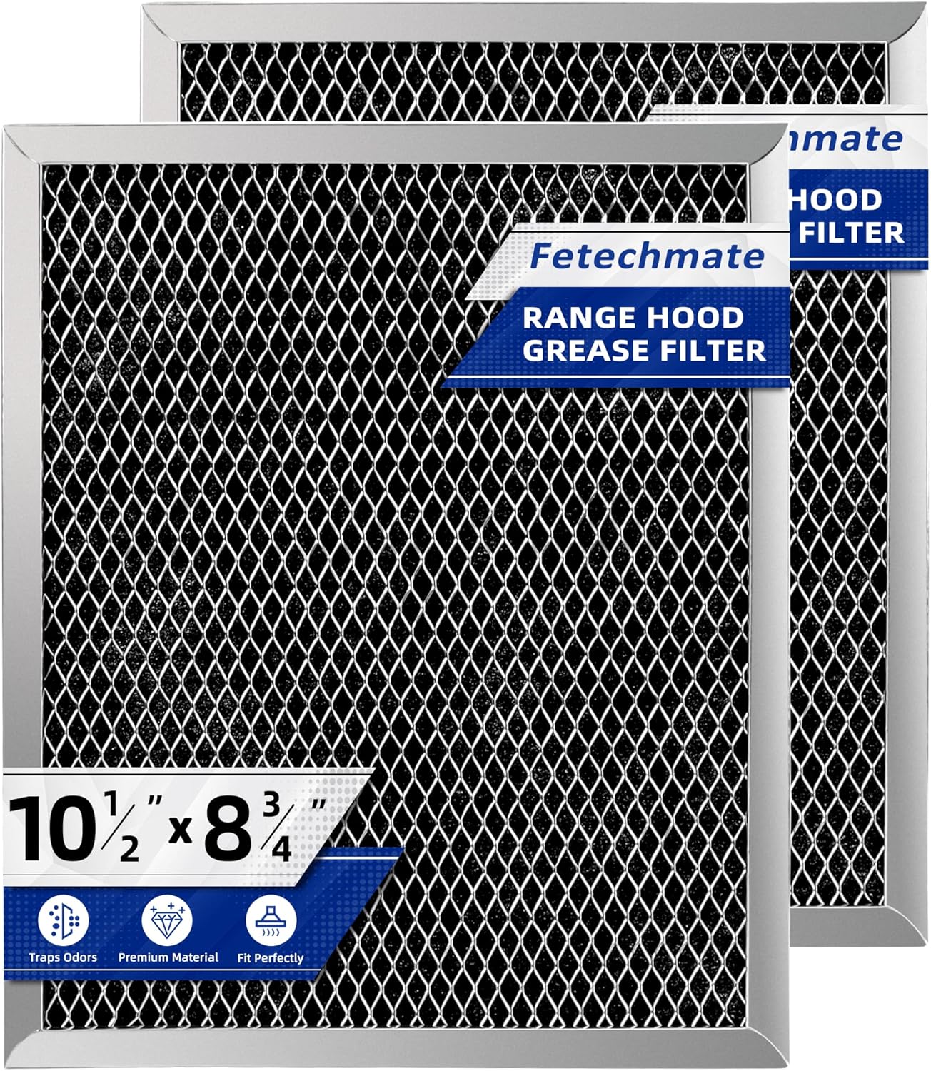 97007696 41F Grease Filter fit for B-roan Nu-tone Range Hood 8-3/4" x 10-1/2" Aluminum Mesh Charcoal Filter Compatible with Most Brand Stove Vents -2 PACKS by Fetechmate