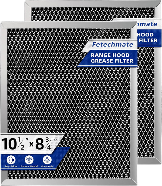 97007696 41F Grease Filter fit for B-roan Nu-tone Range Hood 8-3/4" x 10-1/2" Aluminum Mesh Charcoal Filter Compatible with Most Brand Stove Vents -2 PACKS by Fetechmate