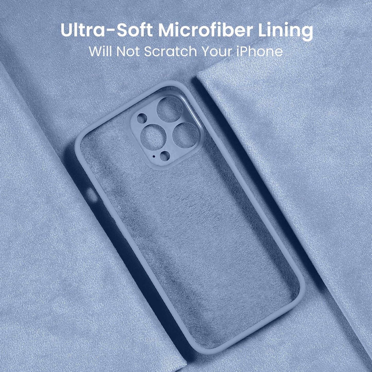 FireNova for iPhone 14 Pro Case, Silicone Upgraded [Camera Protection] Phone Case with [2 Screen Protectors], Soft Anti-Scratch Microfiber Lining Inside, 6.1 inch, Light Blue