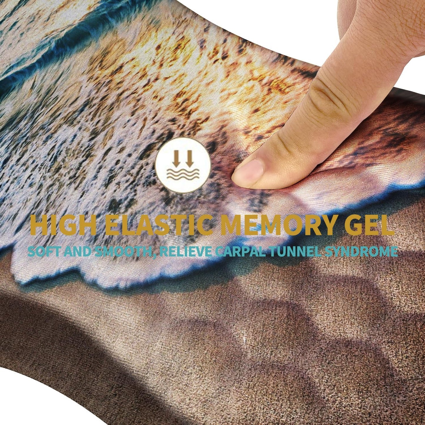 Hokafenle Ergonomic Mouse Pad Wrist Support with Massage Design, Wrist Rest Pain Relief Mousepad with Memory Foam&Non-Slip PU Base, Mouse Pads for Wireless Mouse & Desk (12x8 inch,Sunrise Beach)