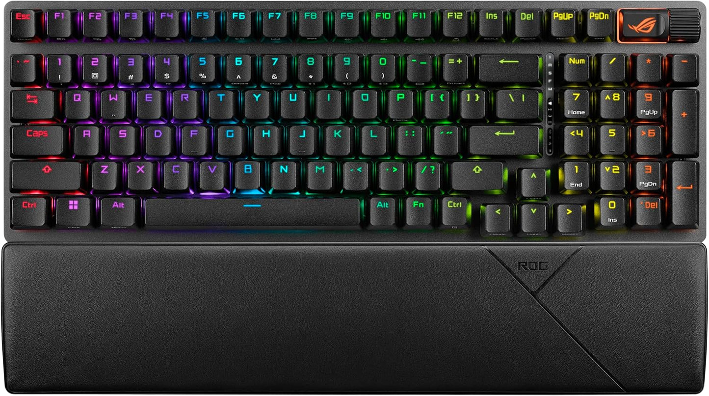 ASUS ROG Strix Scope II 96 Wireless Gaming Keyboard, Tri-Mode Connection, Dampening Foam & Switch-Dampening Pads, Hot-Swappable Pre-lubed ROG NX Storm Switches, PBT Keycaps, RGB-Black
