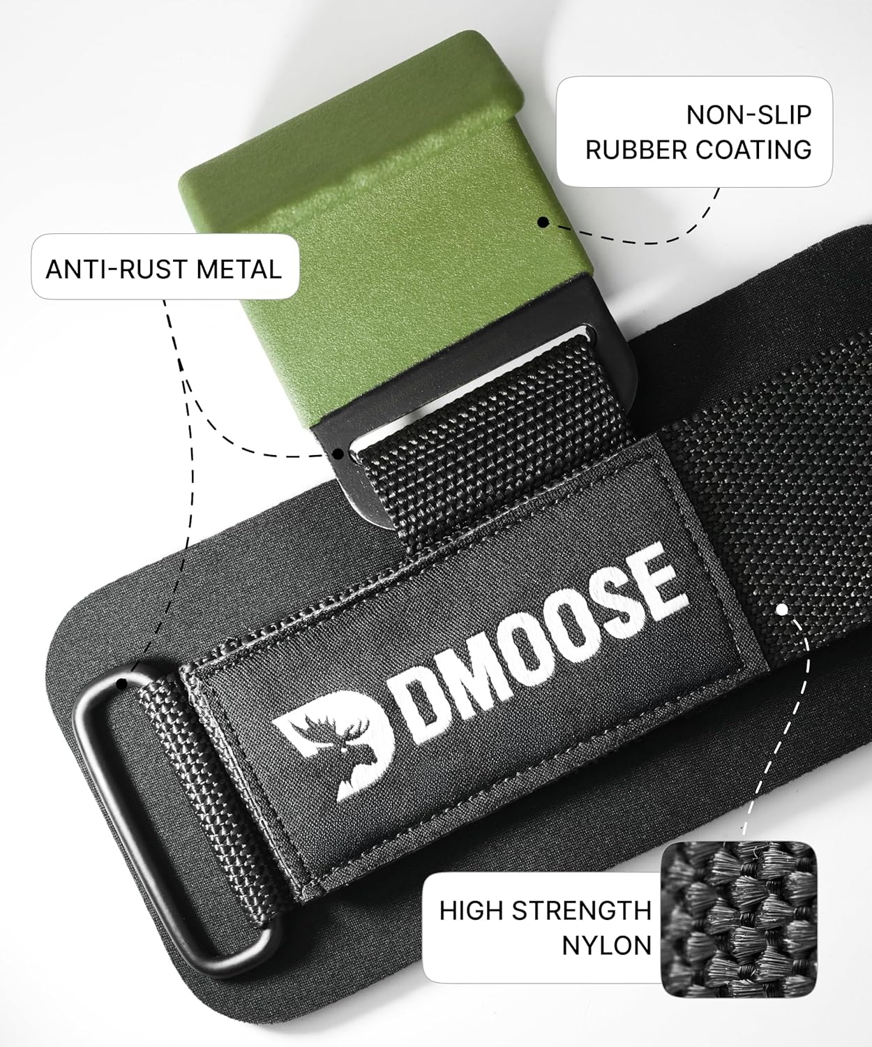 DMoose Fitness Weight Lifting Hooks (Pair) for Deadlifts, Pull Ups, Rows & Shrugs - Anti-Rip Nylon Strap Hand Grips with Thick Wrist Padding - Heavy Duty Wrist Straps for Weightlifting & Gym Workouts
