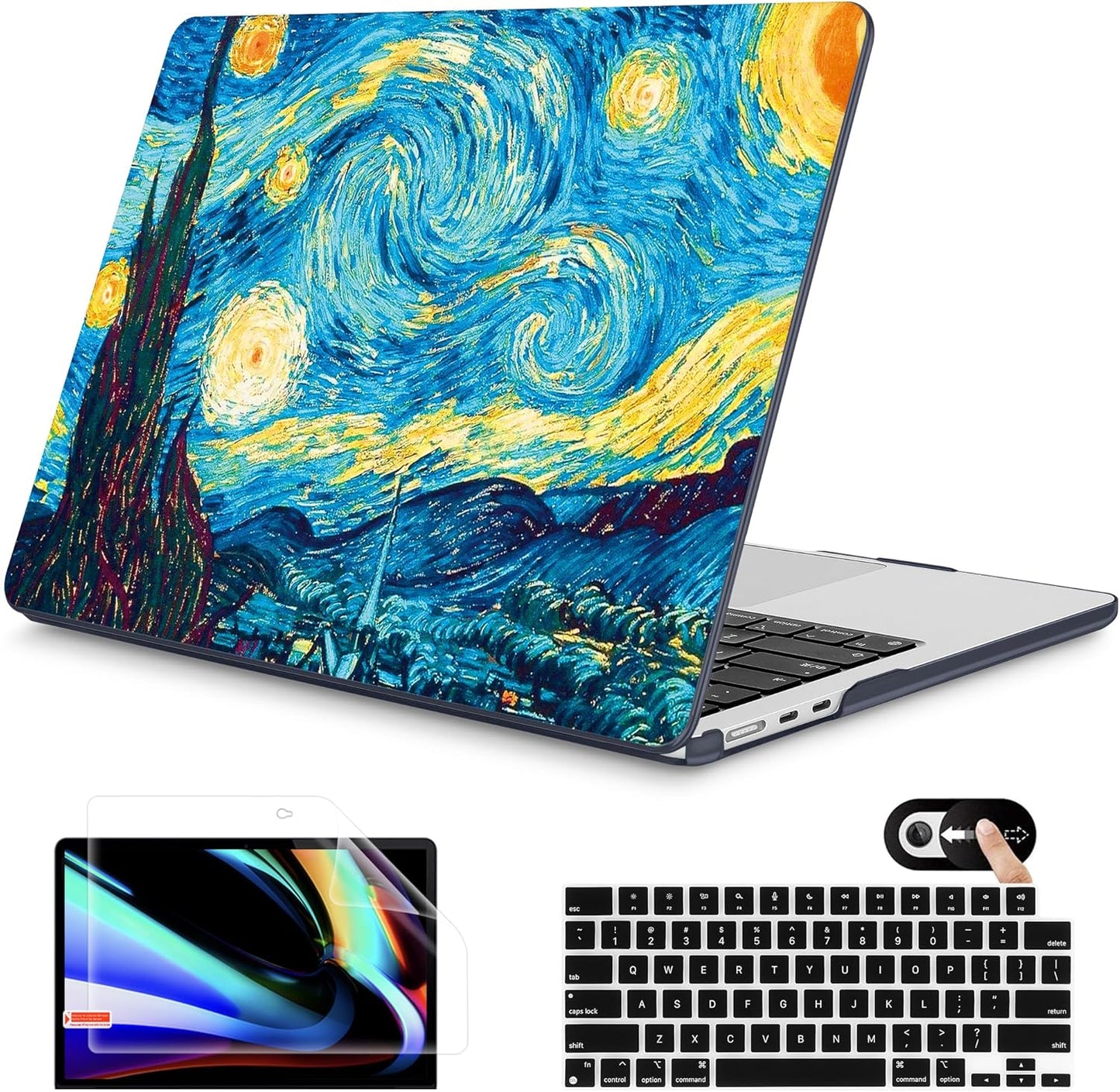 Mektron for 2025 M4 MacBook Air 13.6 Inch A3240 Case Fits 2023 A2681 M2 2024 A3113 M3 Chip with Liquid Retina Display, Printed Plastic Hard Shell Cover for MacBook Air 13.6", Abstract Starry Sky