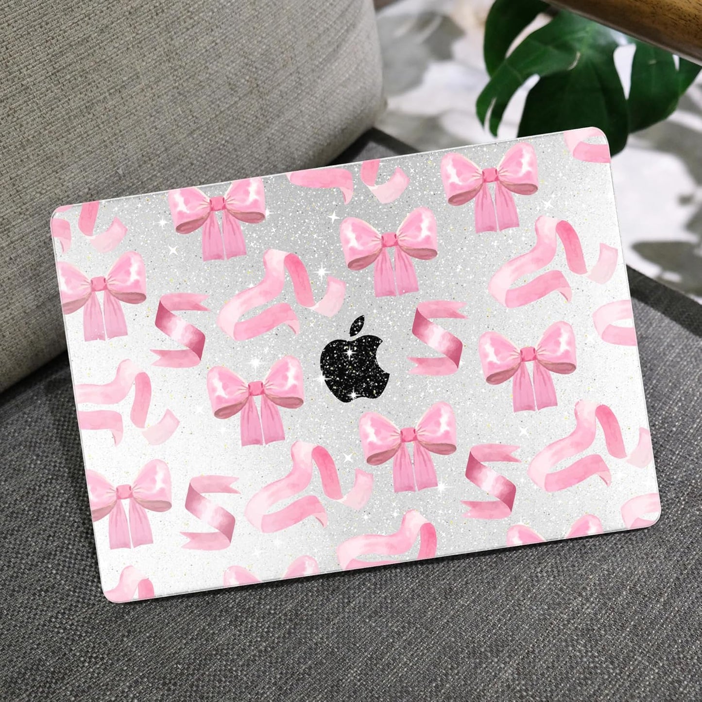 MEEgoodo Case for M4/M3/M2 MacBook Air 13.6 inch Case 2025 2024 2022, Fit Model A3240/A3113/A2681, Laptop Hard Shell with Keyboard Cover Compatible with MacBook Air 13 inch, Pink Satin Bow