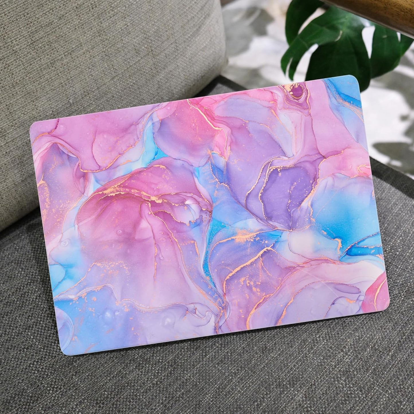 MEEgoodo for MacBook Air 13 inch Case 2021 2020 2019 2018 Released A2337 M1 A2179 A1932 with Touch ID, Plastic Hard Shell & Keyboard Cover Compatible with MacBook Air Case 13.3, Pink Marble Texture