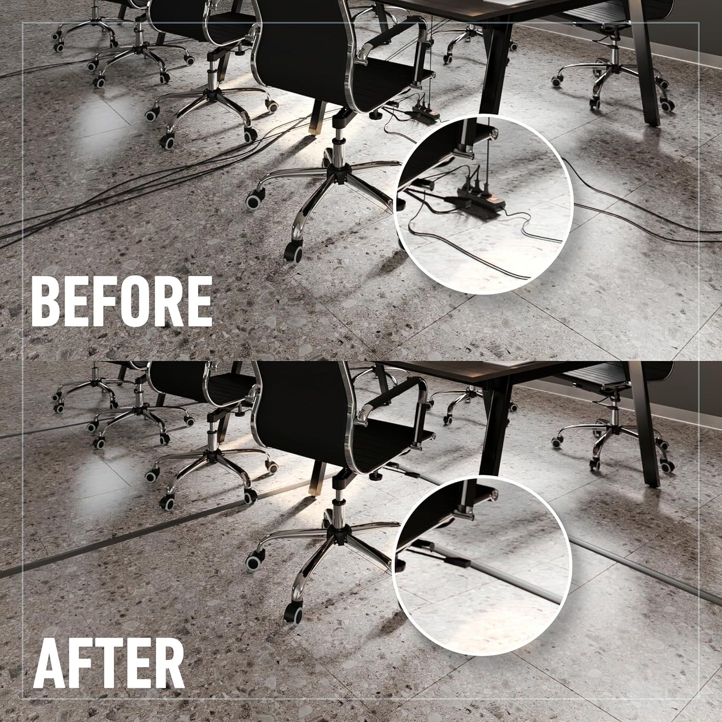 C2G Wiremold Floor Cord Management Kit, Corduct, Cord Protector, Wire Organizer and Hider, Rubber Cable Cover and Concealer, Gray, 5 Feet, CDG-5