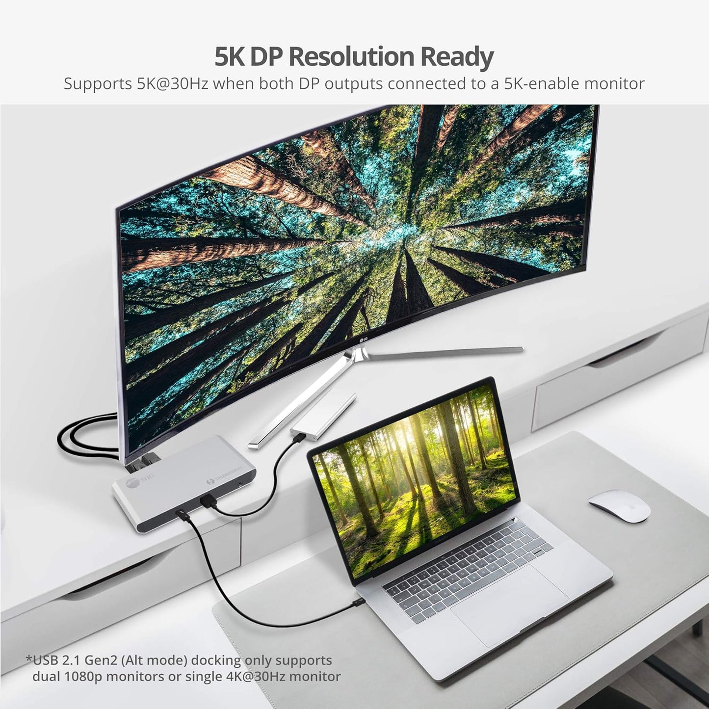 SIIG Thunderbolt 3 or USB C Dual 4K Display Docking Station with 60W PD- Titan Ridge (2X DP 1.2, 1x USB-A/2x USB-C 10Gbps, 2X USB-A 5Gbps, Ethernet) for Windows&Mac M1/M2/M3 Pro/Max (JU-DK0C11-S1)