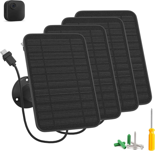 5W Solar Panel for Blink Camera Outdoor, Solar Panel Charger Compatible with Blink Outdoor 4 (4th Gen) Camera, Solar Panel w/Battery for Blink Camera, 9.8ft Cable Rubber Plug IP65 Waterproof, 4 Pack