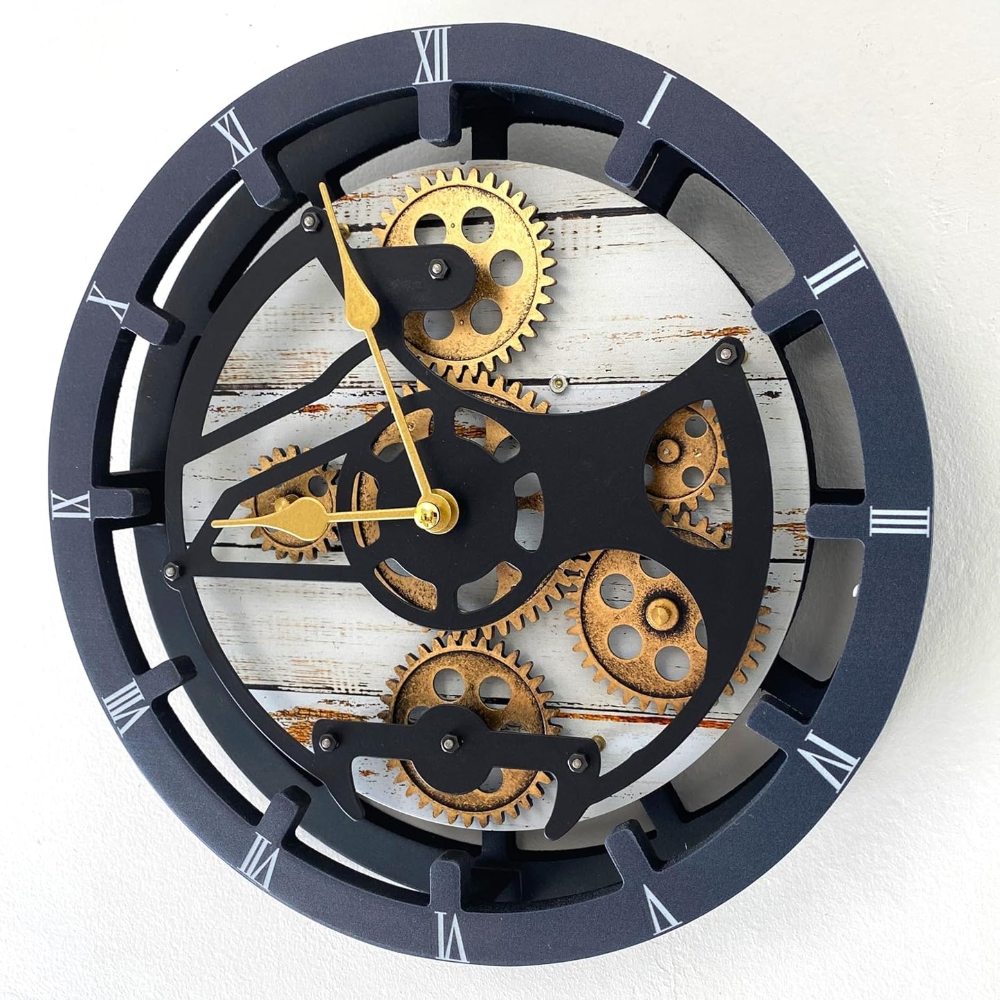 ImprovingLife The Gears Clock Desk Clock 10 inches with Real Moving Gears Convertible into Wall Clock (Desert Beige)