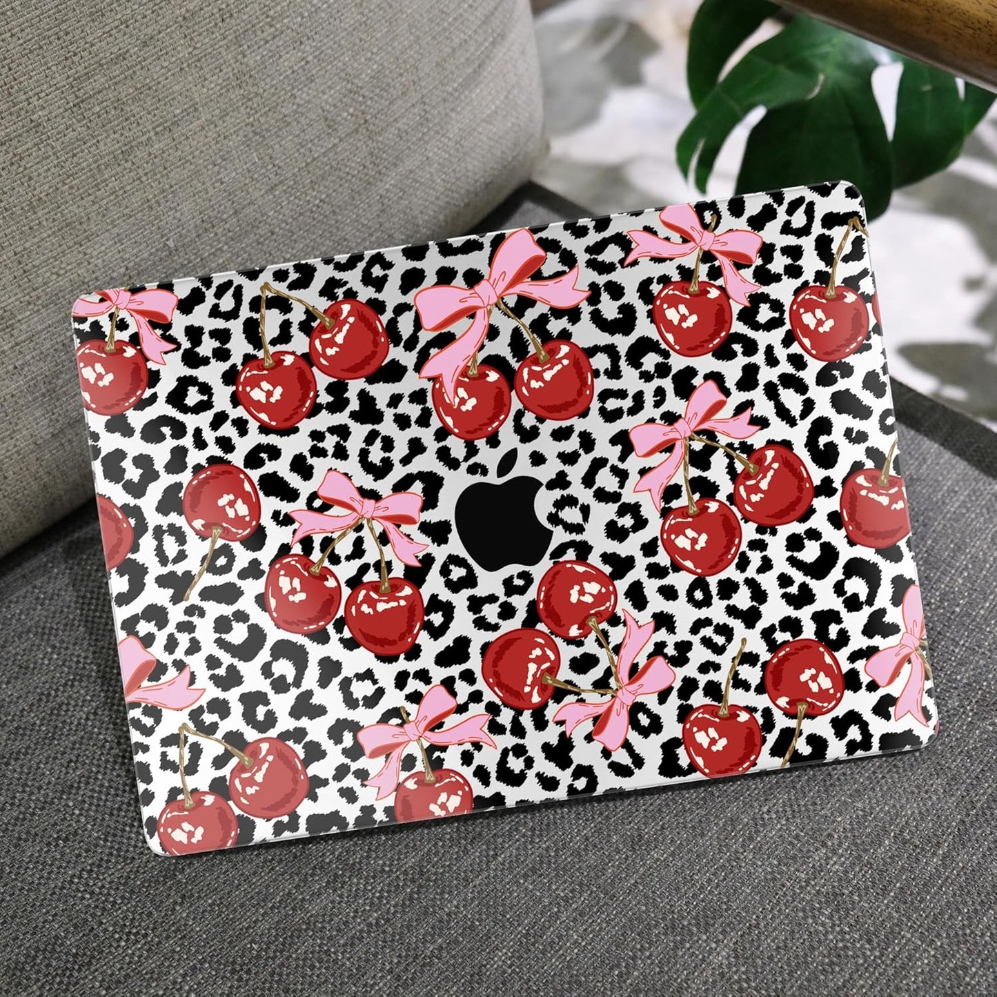 MEEgoodo for MacBook Air 13.3 inch Case 2021 2020 2019 2018 A2337 M1 A2179 A1932, Laptop Shell for MacBook Air M1 with Keyboard Webcam Cover & Trackpad Film & Type C Adapter,Leopard & Cherry
