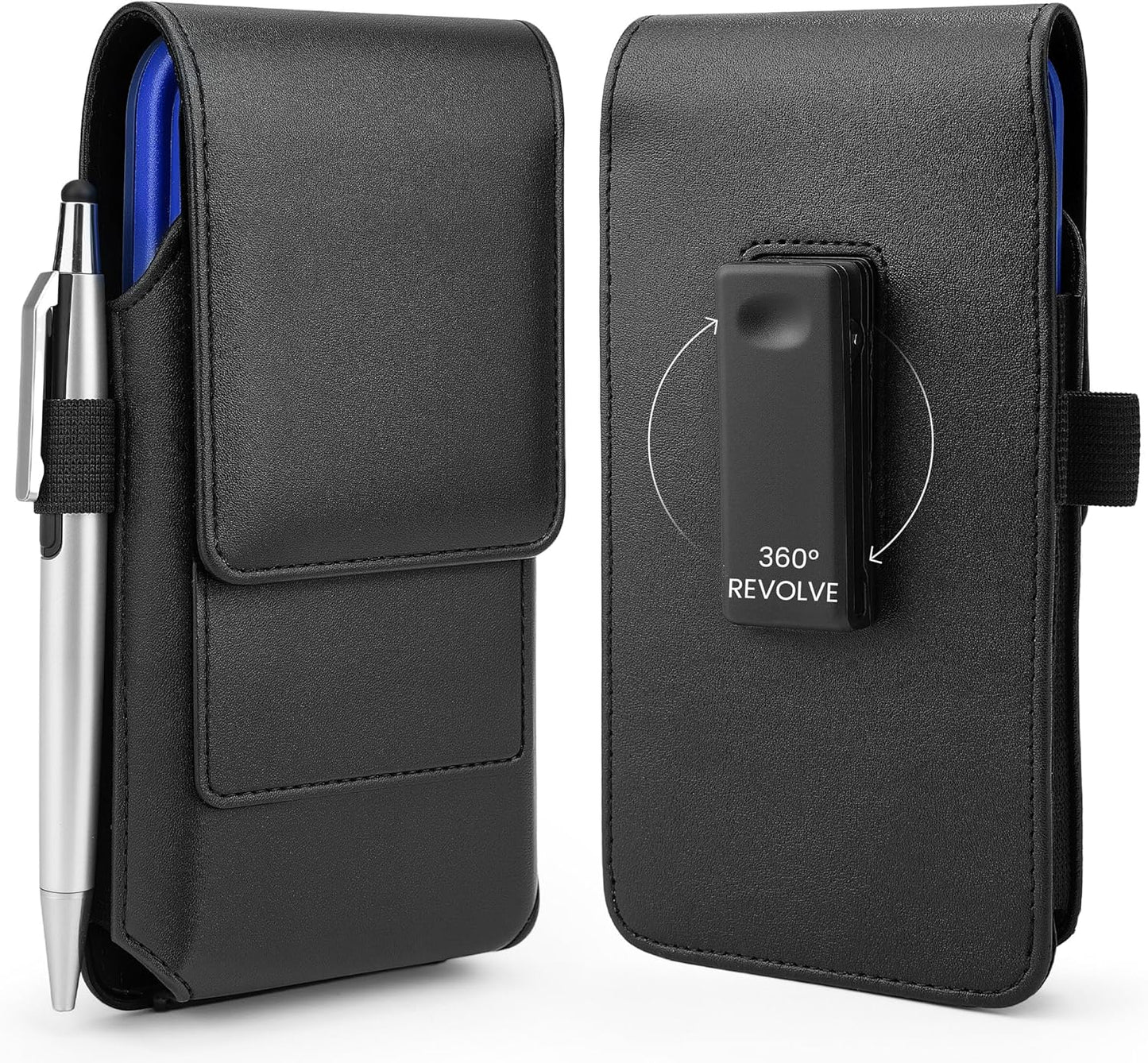 BECPLT Phone Holster for iPhone Air 17 Pro Max 16/15/14/13/12/11 Pro Max Leather Belt Case 360 Rotating Pouch Holster Belt Clip Case for iPhone Xs Max 8 Plus 7 Plus 6s+ 6+ Galaxy S25+ S24+ S23+ S22+