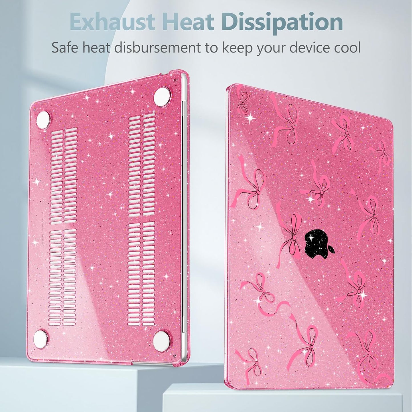 May Chen for MacBook Air 13.6 Inch Case 2025/2024/2023/2022 Release (Model A2681 A3113 A3240, M2 M3 M4 Chip) – Hard Shell Laptop Cover with Keyboard Cover & Screen Protector，Peach Bows